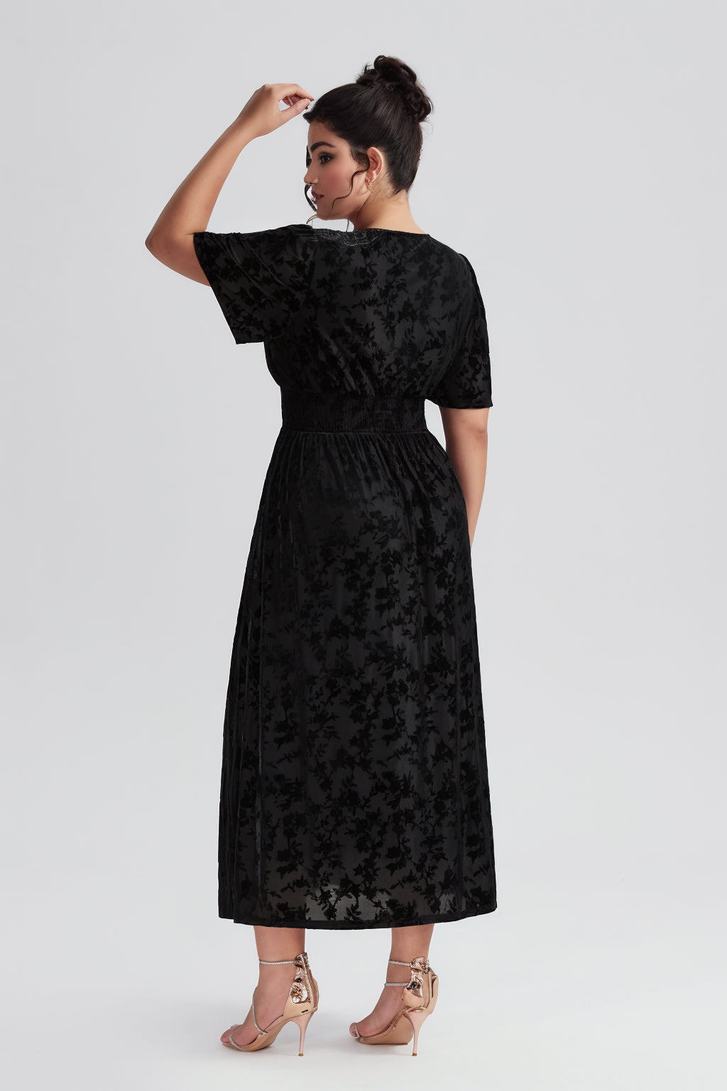 Vanessi Plus Size Velvet Plain Maxi Dress