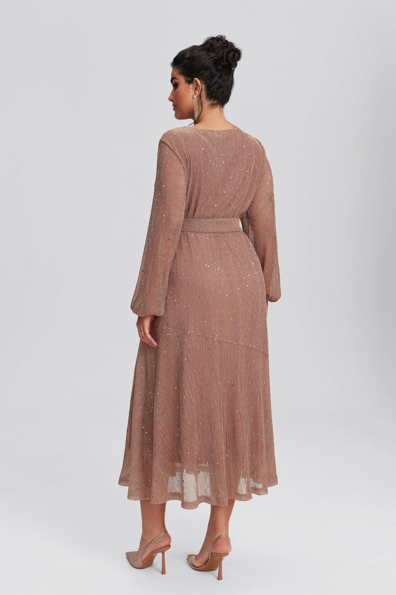 Vanessi Plus Size Mesh Wrap Spilt Wedding Midi Dress