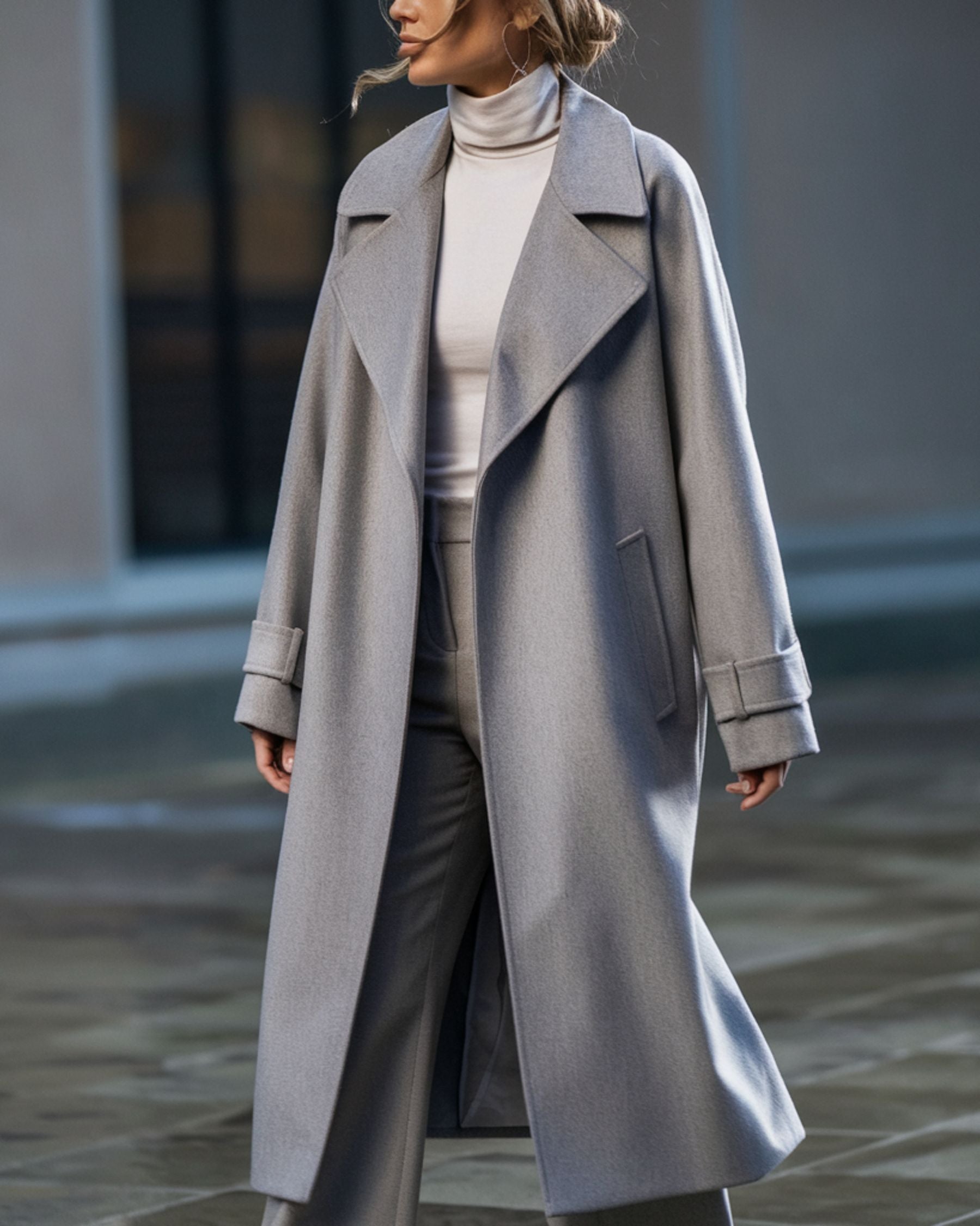 SLATE ELEGANCE LONGLINE TRENCH COAT