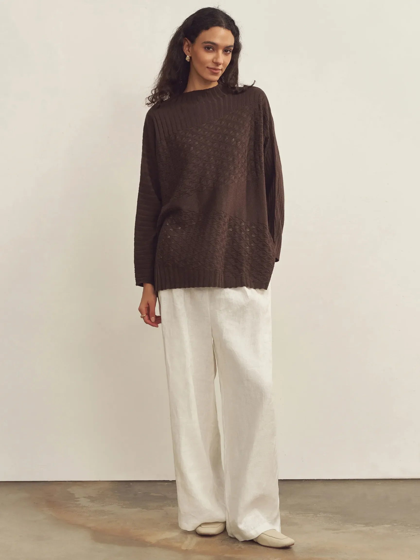 CASHMERE TURTLENECK KNITTED SWEATER WITH BATWING SLEEVES