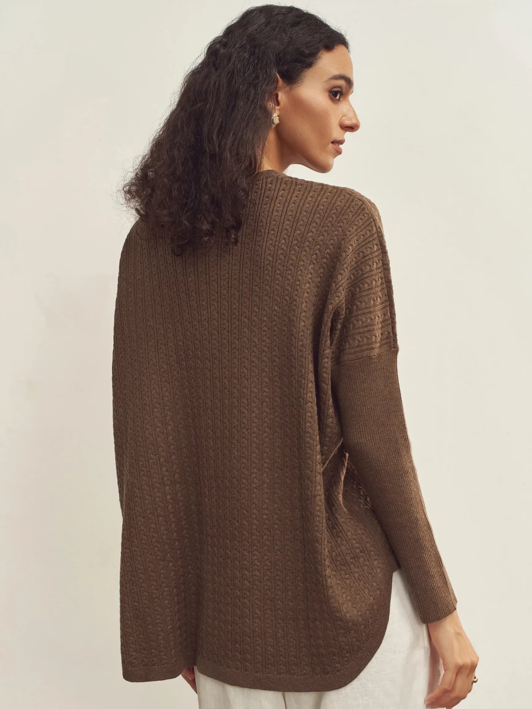 CASHMERE V-NECK ASYMMETRICAL DECONSTRUCTED KNITTED TEXTURED DESIGNER SWEATER