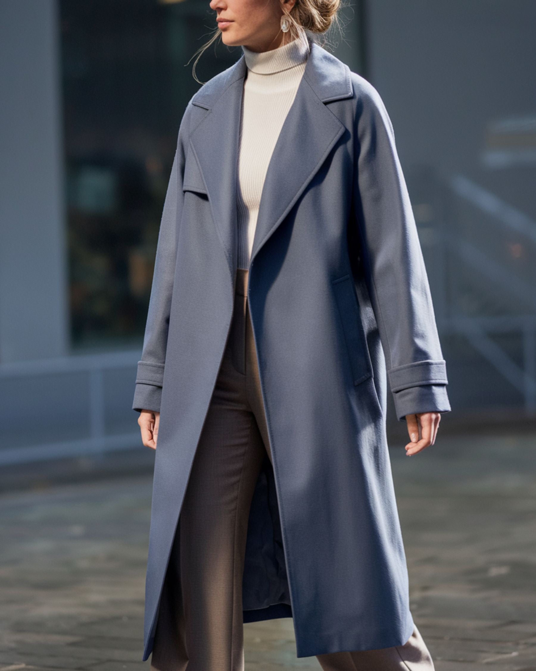 SLATE ELEGANCE LONGLINE TRENCH COAT