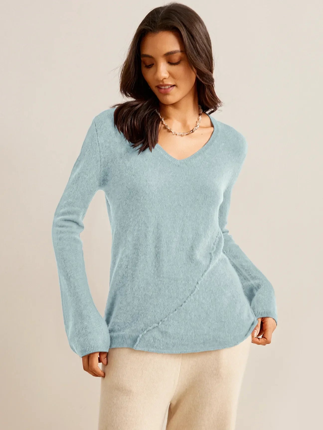 ARTISAN CRAFTED 100% MONGOLIAN CASHMERE V-NECK PULLOVER