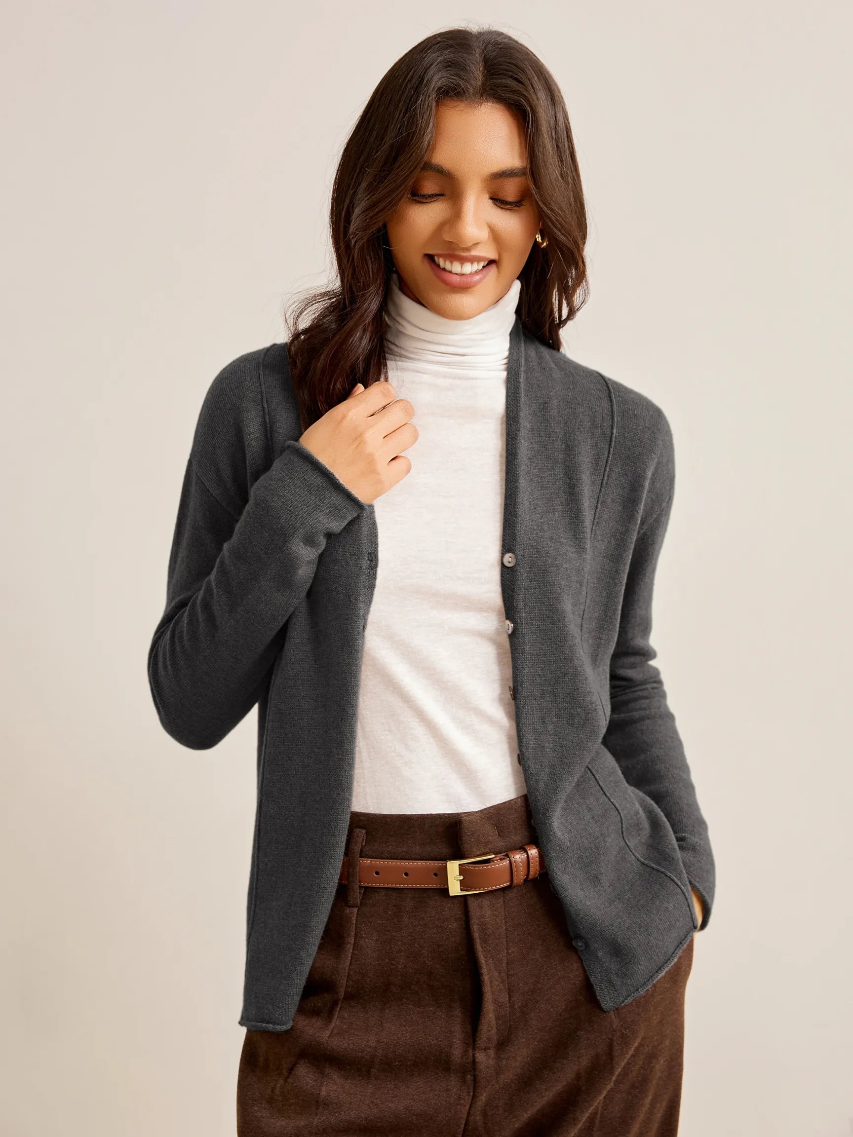 100% CASHMERE CARDIGAN EMERY