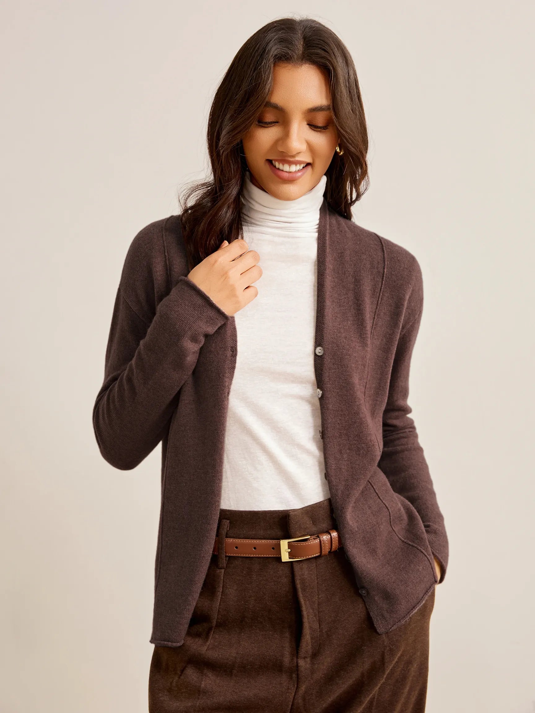 100% CASHMERE CARDIGAN EMERY