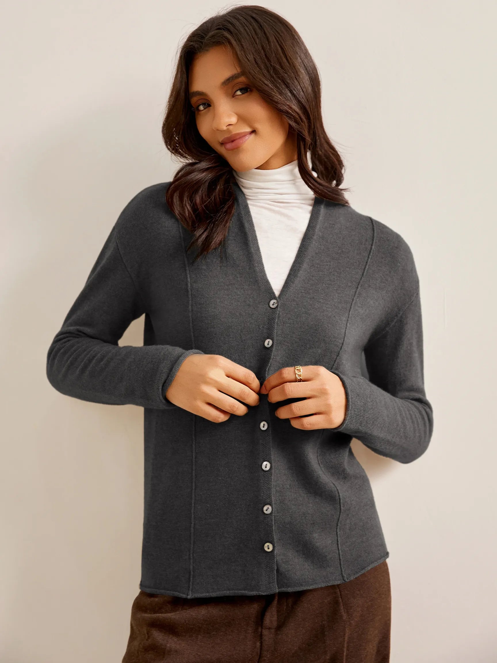 100% CASHMERE CARDIGAN EMERY