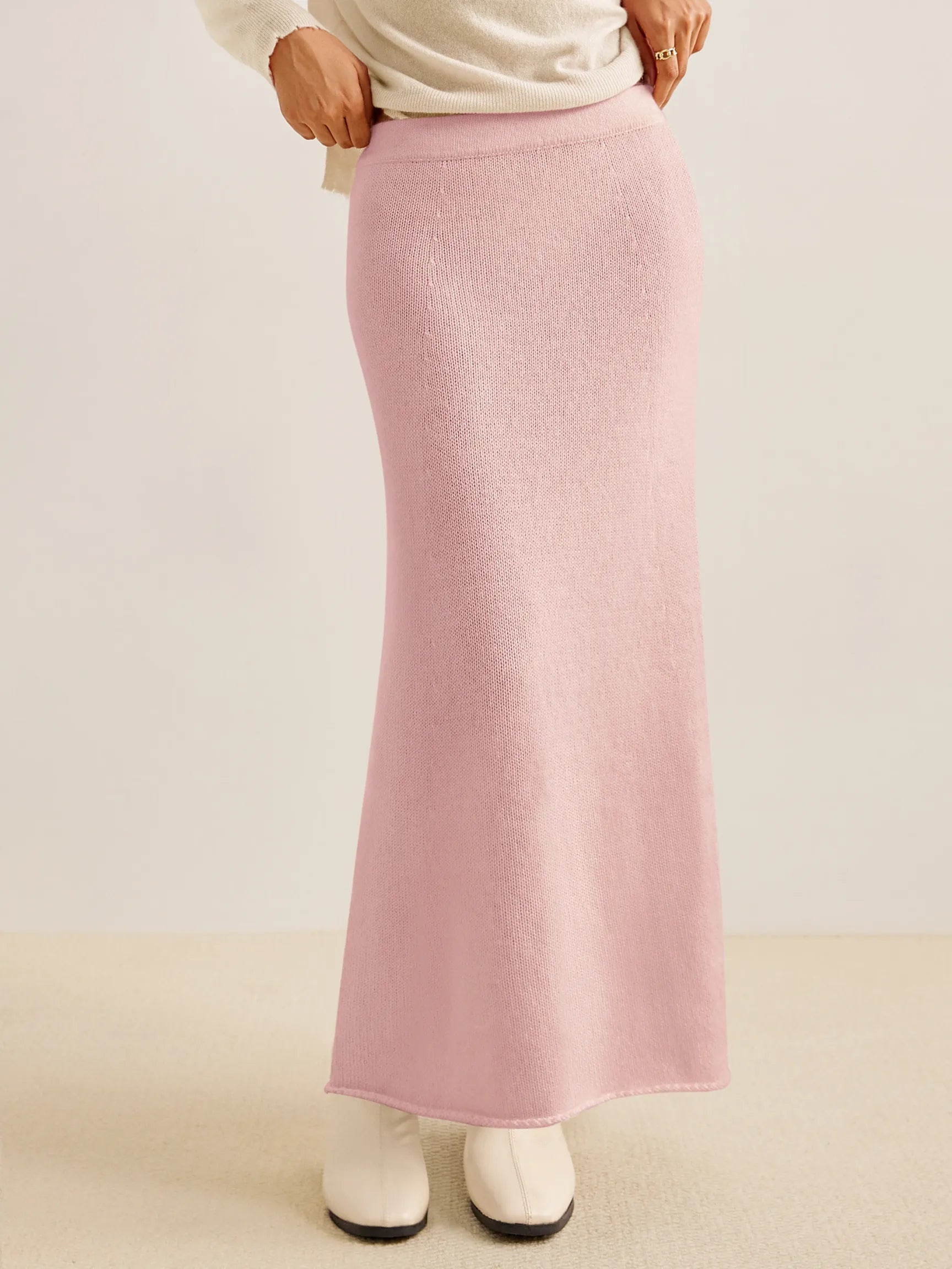 100% CASHMERE KNITTED LONG HALTER SKIRT SOPHIA