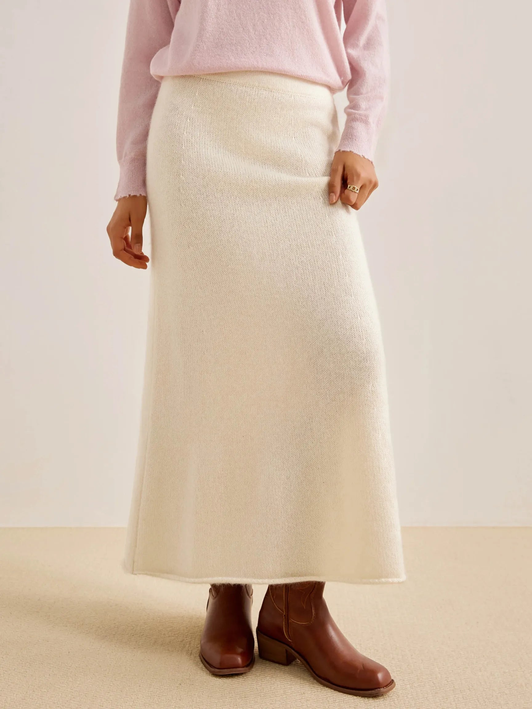 100% CASHMERE KNITTED LONG HALTER SKIRT SOPHIA