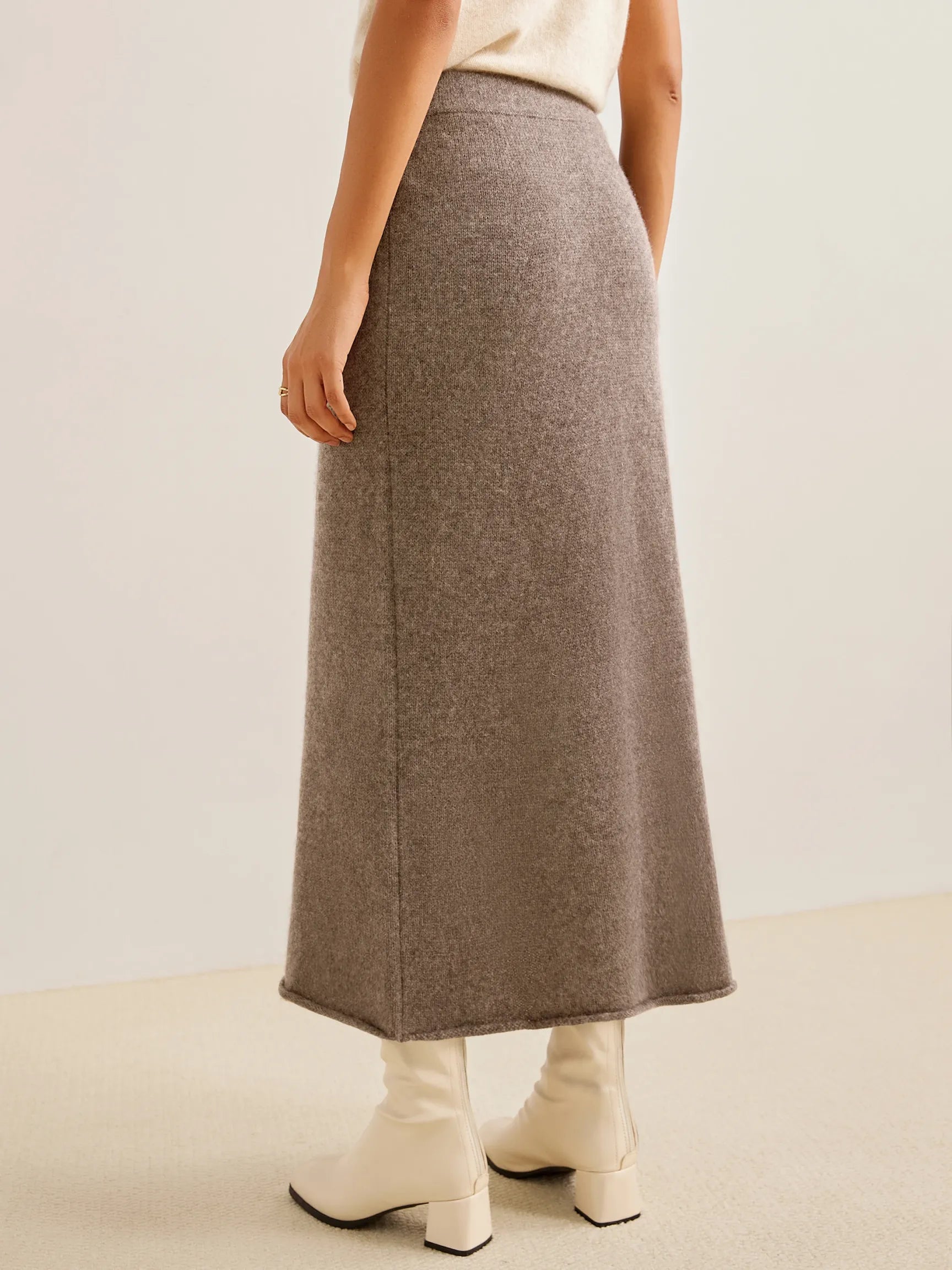 100% CASHMERE KNITTED LONG HALTER SKIRT SOPHIA