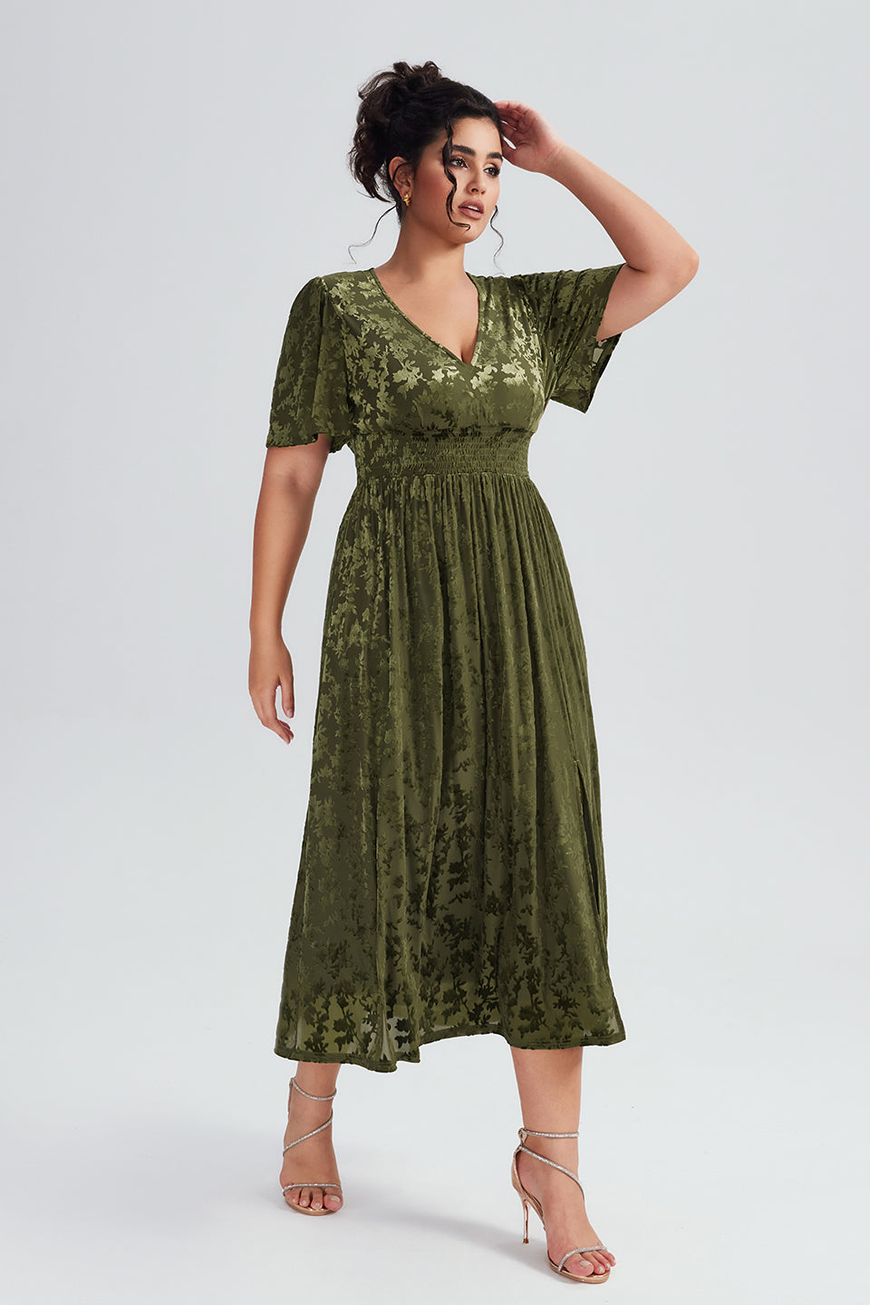 Vanessi Plus Size Velvet Plain Maxi Dress