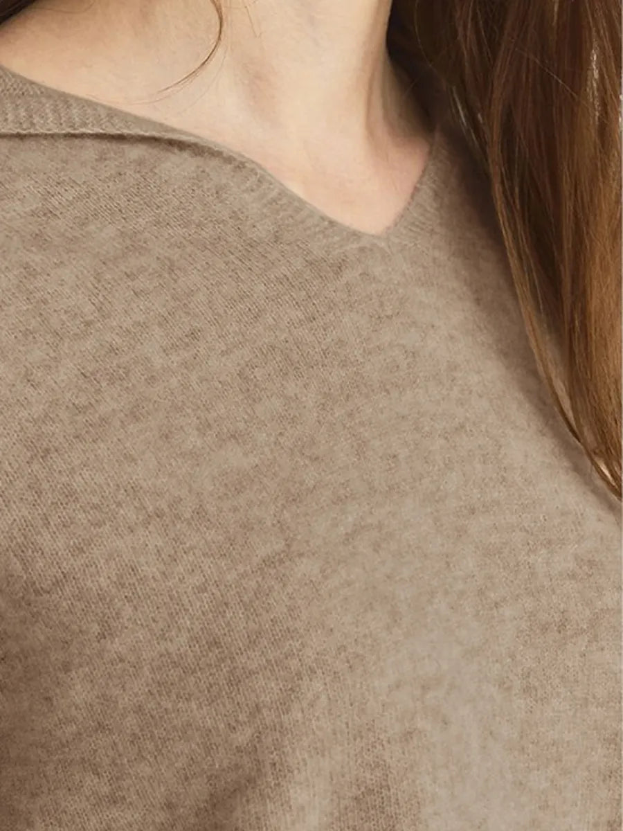 100% CASHMERE V-NECK RELAXED SPORT HOODED SWEATER