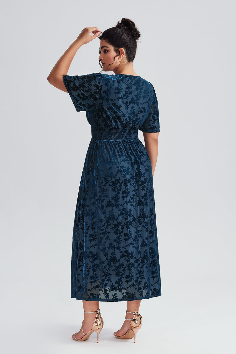 Vanessi Plus Size Velvet Plain Maxi Dress