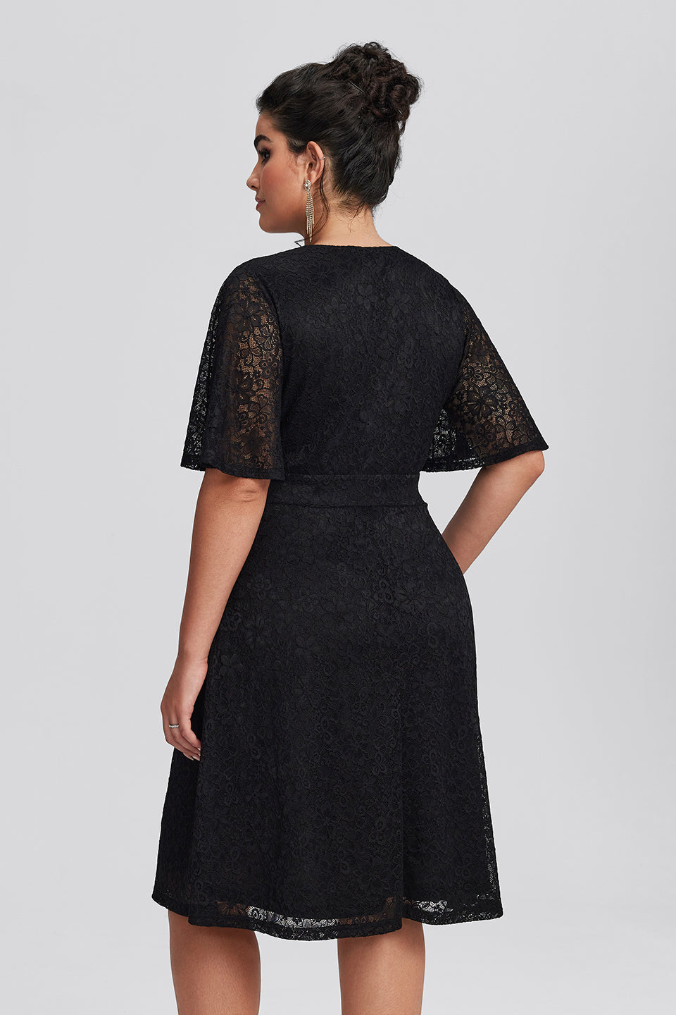 Vanessi Plus Size Lace Elegant Wedding Guest Midi Dress